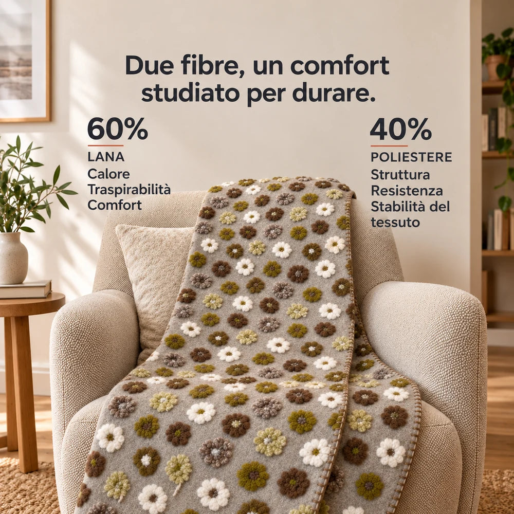 Plaid in Lana Cotta Made in Italy 170x180 – Caldo, Asciutto & Traspirante