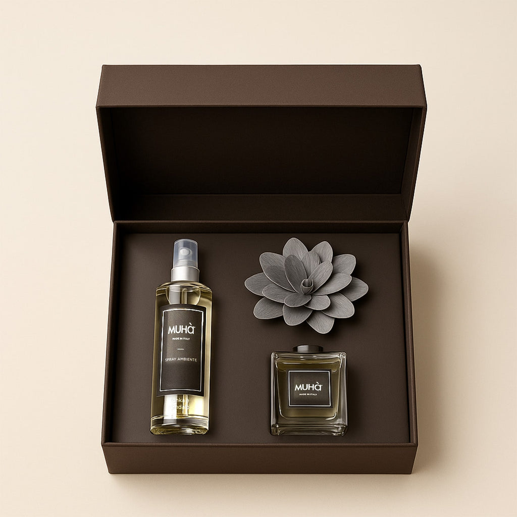 Cofanetto Regalo Profumatori d’Ambiente con Diffusore a Fiore e Spray Coordinato MUHÀ