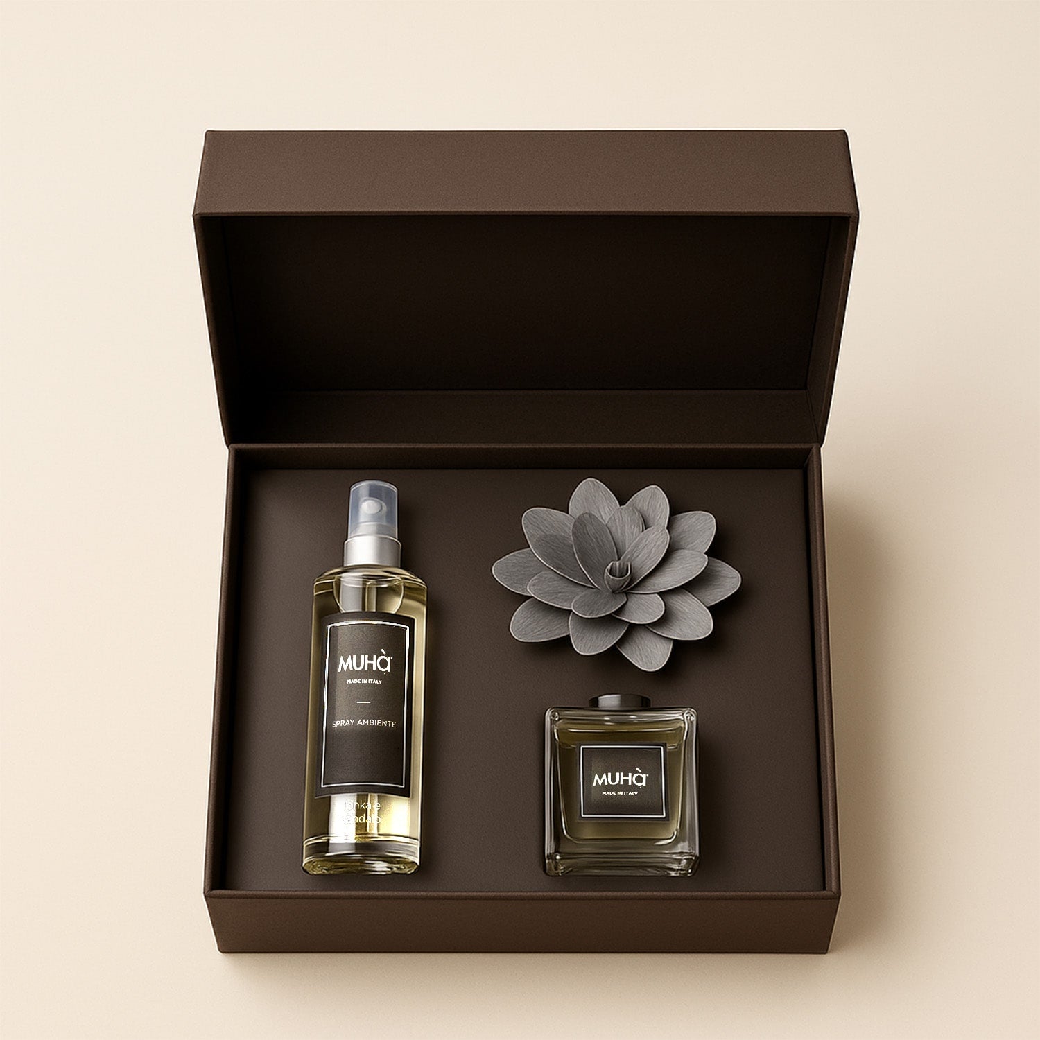 Cofanetto Regalo Profumatori d’Ambiente con Diffusore a Fiore e Spray Coordinato MUHÀ