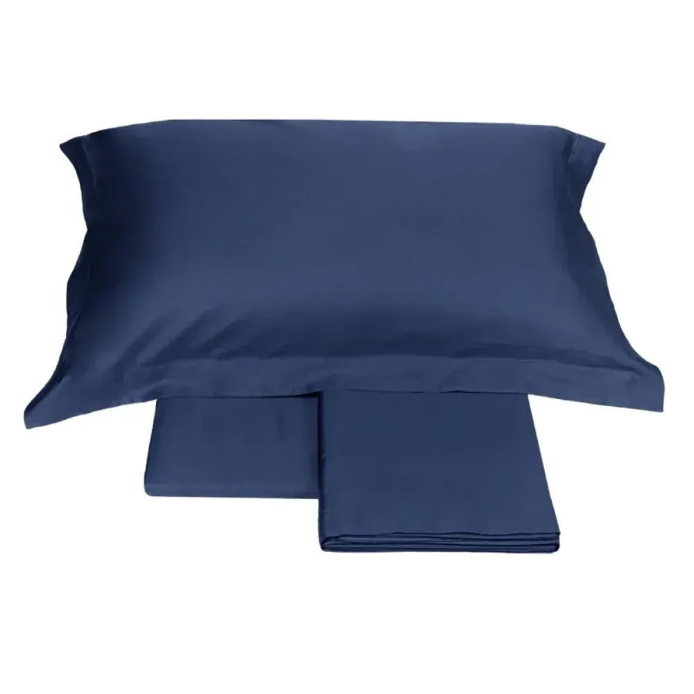 Completo Letto Matrimoniale in Raso Sensoriale Lussuoso 300 fili 117 Blu | ArredoCasa Online tutto il tessile per la tua casa.