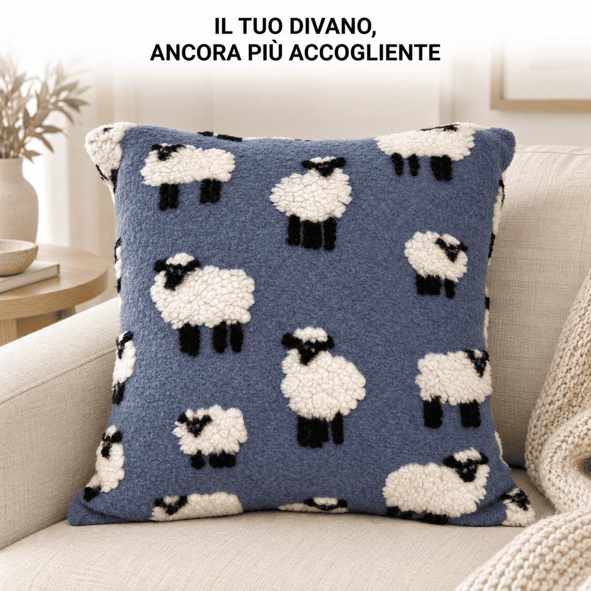 Cuscino Arredo in lana cotta 50×50 cm con imbottitura