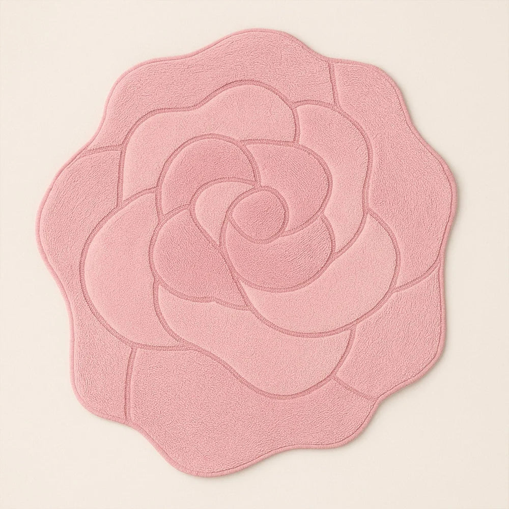 Tappeto Bagno Rosa in 100% Cotone con Base Antiscivolo