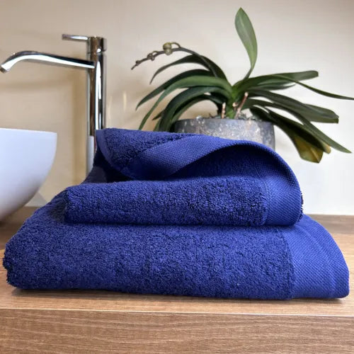 Coppia di Asciugamani in Spugna Mercerizzata Navy | ArredoCasa Online tutto il tessile per la tua casa.