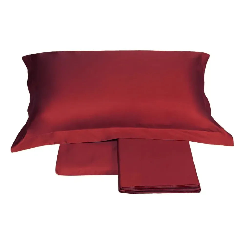 Completo Letto Matrimoniale in Raso Sensoriale Lussuoso 300 fili 6 Bordeaux | ArredoCasa Online tutto il tessile per la tua casa.