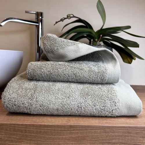 Coppia di Asciugamani in Spugna Mercerizzata 377 Palude | ArredoCasa Online tutto il tessile per la tua casa.