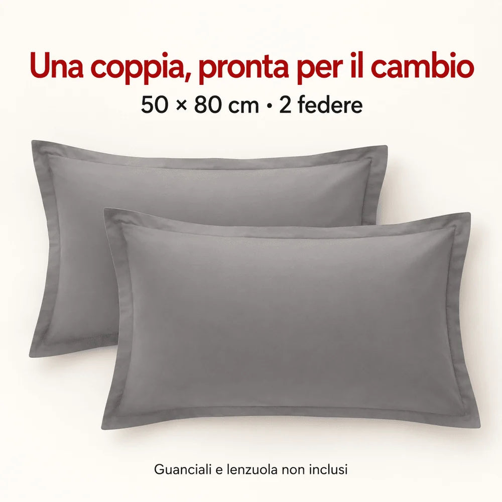 Coppia di Federe Madapolam Paint in Cotone – 50 × 80 cm