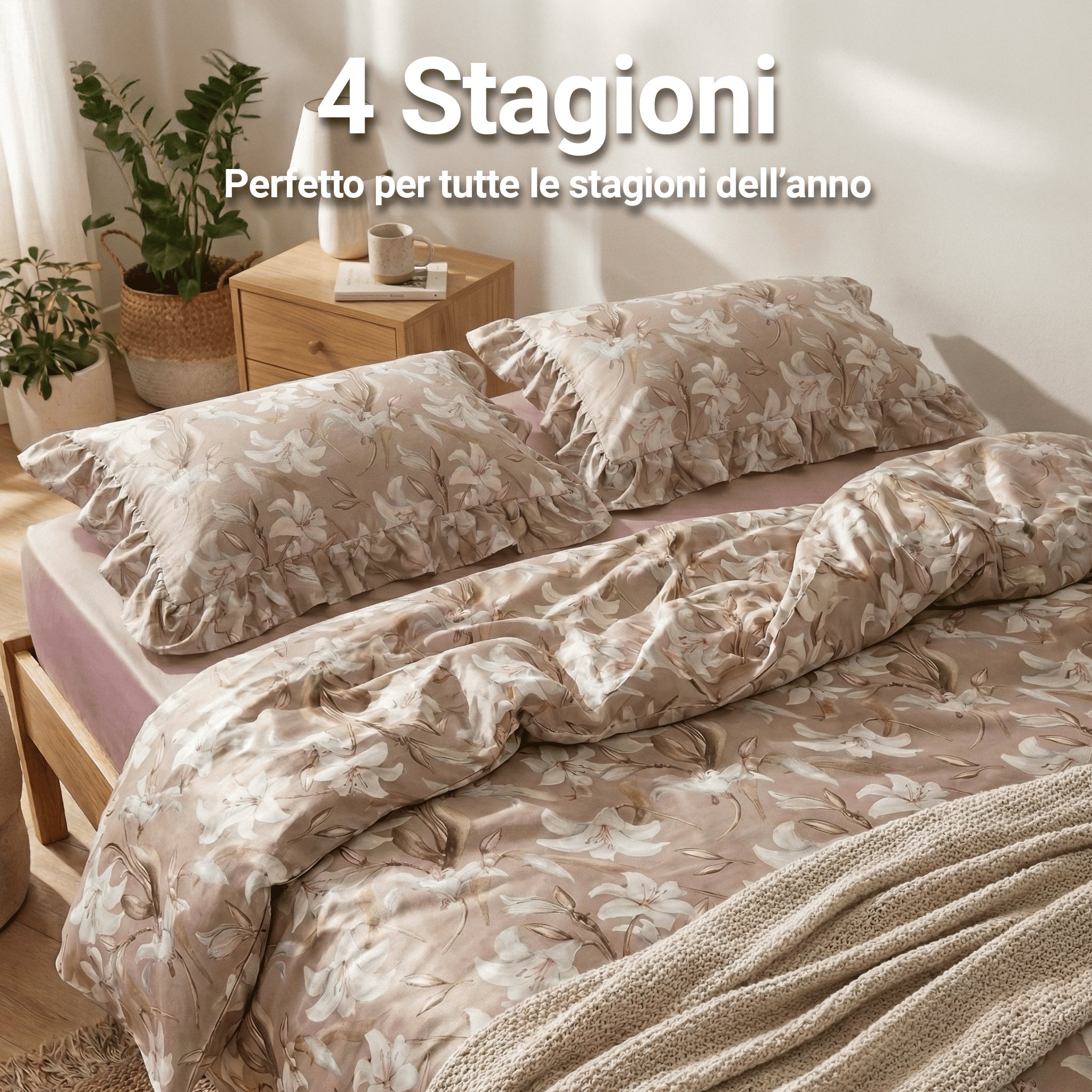 Completi e Parure Letto Matrimoniali in Raso 300 fili