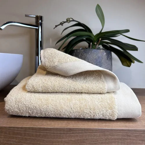 Coppia di Asciugamani in Spugna Mercerizzata 579 Nocciola | ArredoCasa Online tutto il tessile per la tua casa.