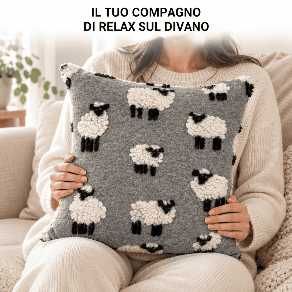 Cuscino Arredo in lana cotta 50×50 cm con imbottitura