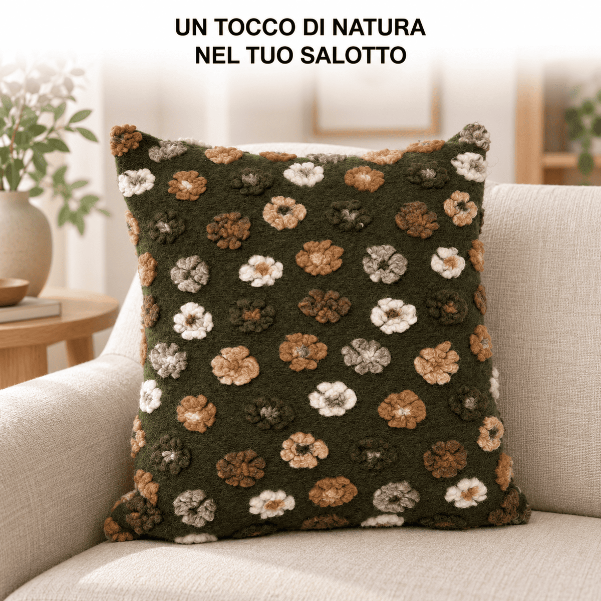 Cuscino Arredo in lana cotta 50×50 cm con imbottitura