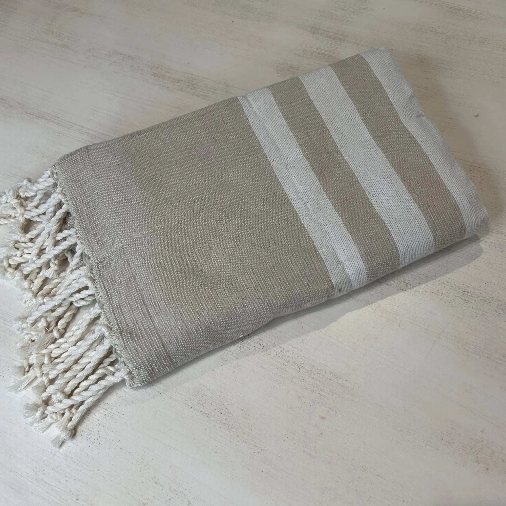 Telo Mare Microspugna Beige-bianco | ArredoCasa Online tutto il tessile per la tua casa.