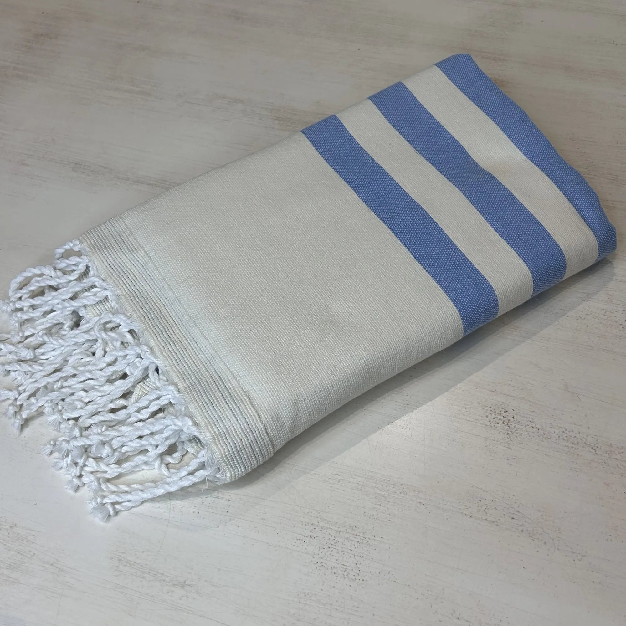 Telo Mare Microspugna Bianco-azzurro | ArredoCasa Online tutto il tessile per la tua casa.