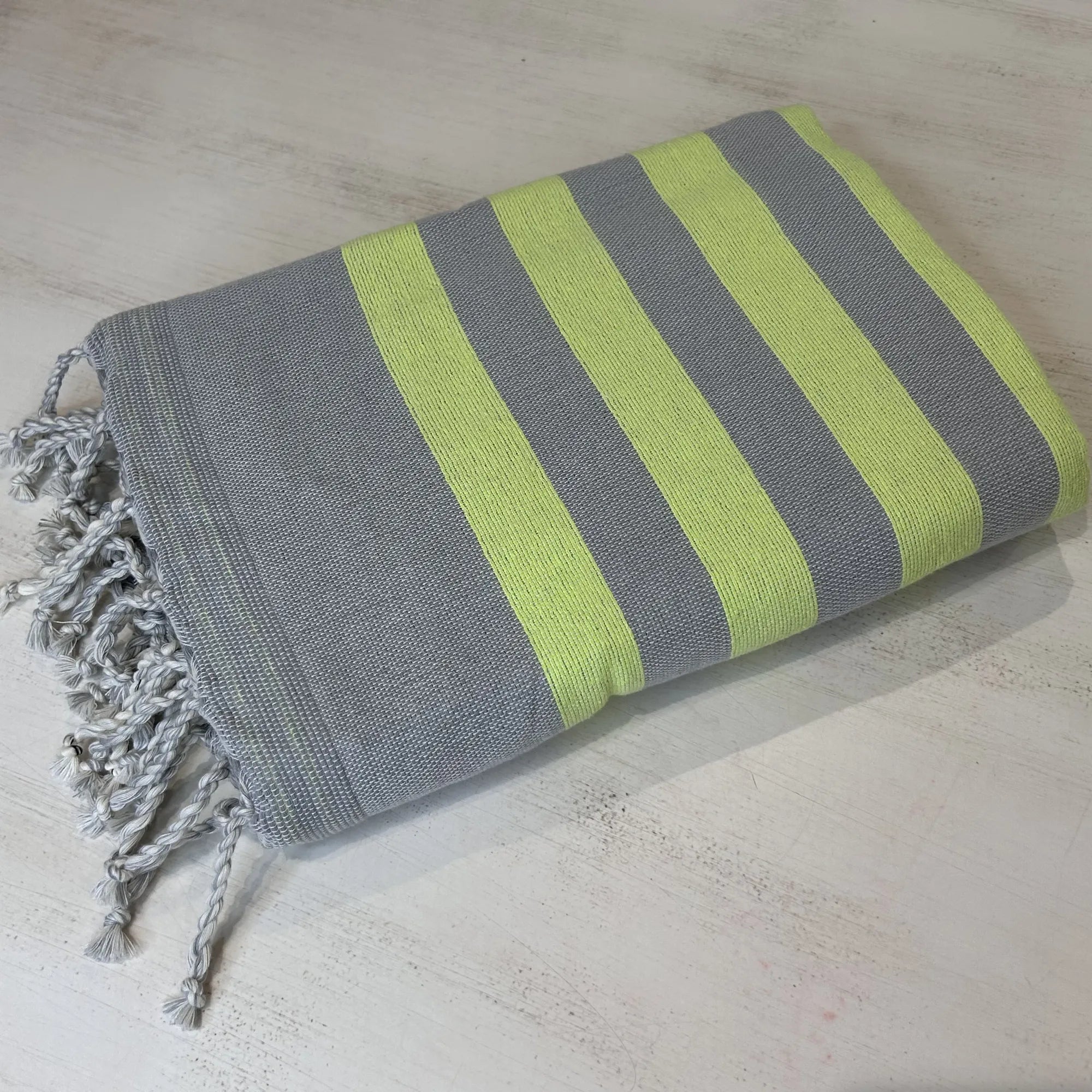 Telo Mare Microspugna Grigio-lime | ArredoCasa Online tutto il tessile per la tua casa.