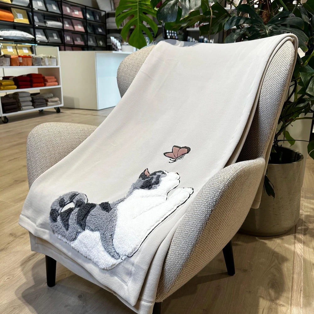 Plaid Allegro e Coccoloso Gatto e Farfalla | ArredoCasa Online tutto il tessile per la tua casa.