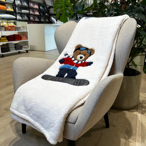 Plaid Allegro e Coccoloso Orsetto Snowborder | ArredoCasa Online tutto il tessile per la tua casa.