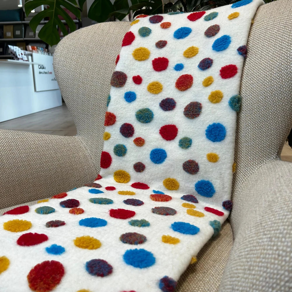 Plaid in Lana Cotta Made in Italy 170x180 – Caldo, Asciutto & Traspirante Pois Bianco multicolor | ArredoCasa Online tutto il tessile per la tua casa.