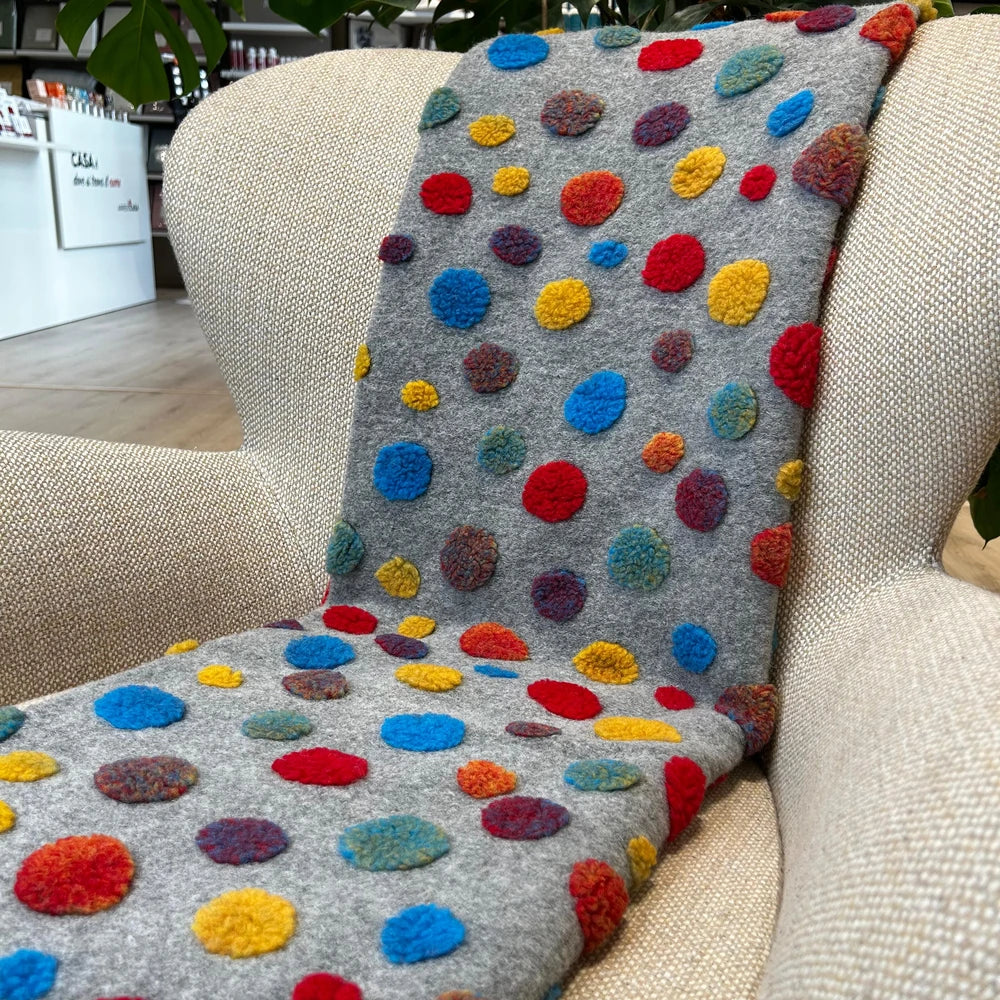 Plaid in Lana Cotta Made in Italy 170x180 – Caldo, Asciutto & Traspirante Pois Grigio multicolor | ArredoCasa Online tutto il tessile per la tua casa.
