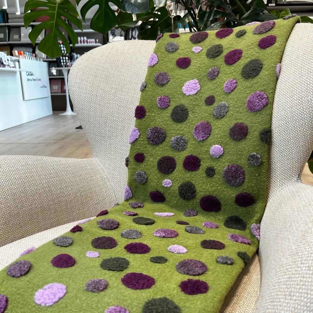 Plaid in Lana Cotta Made in Italy 170x180 – Caldo, Asciutto & Traspirante Pois Verde | ArredoCasa Online tutto il tessile per la tua casa.