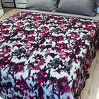 Plaid in Lana Cotta Made in Italy 210x250 Matrimoniale – Caldo, Asciutto & Traspirante Fiori Grigio Fucsia | ArredoCasa Online tutto il tessile per la tua casa.