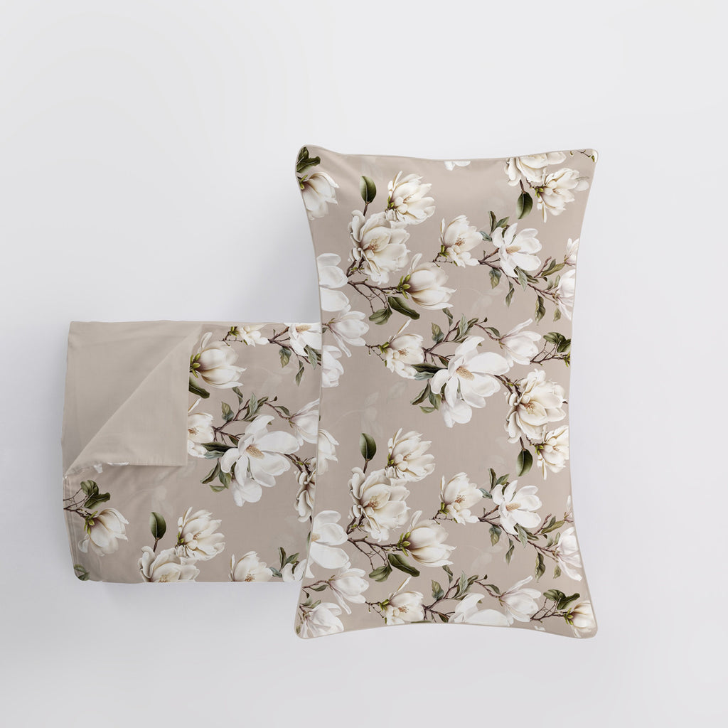 Parure Copripiumino Magnolia in Raso di Cotone 300 Fili