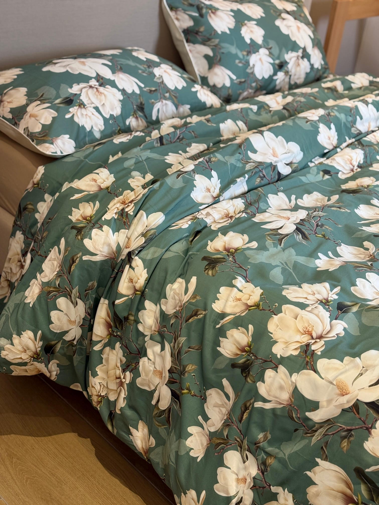 Parure Copripiumino Magnolia in Raso di Cotone 300 Fili