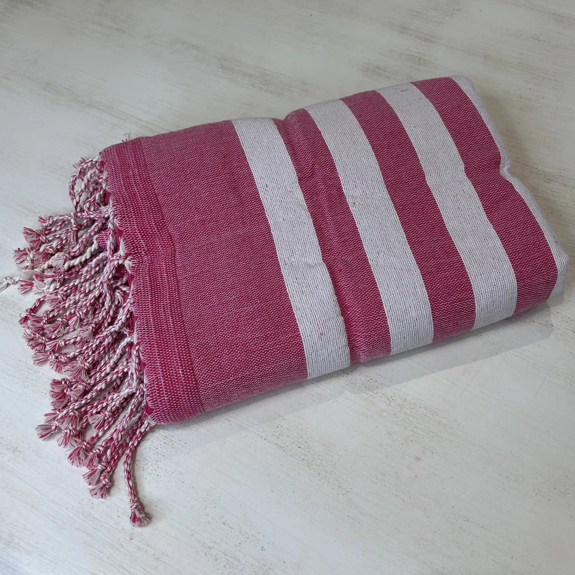 Telo Mare Microspugna Magenta-bianco | ArredoCasa Online tutto il tessile per la tua casa.