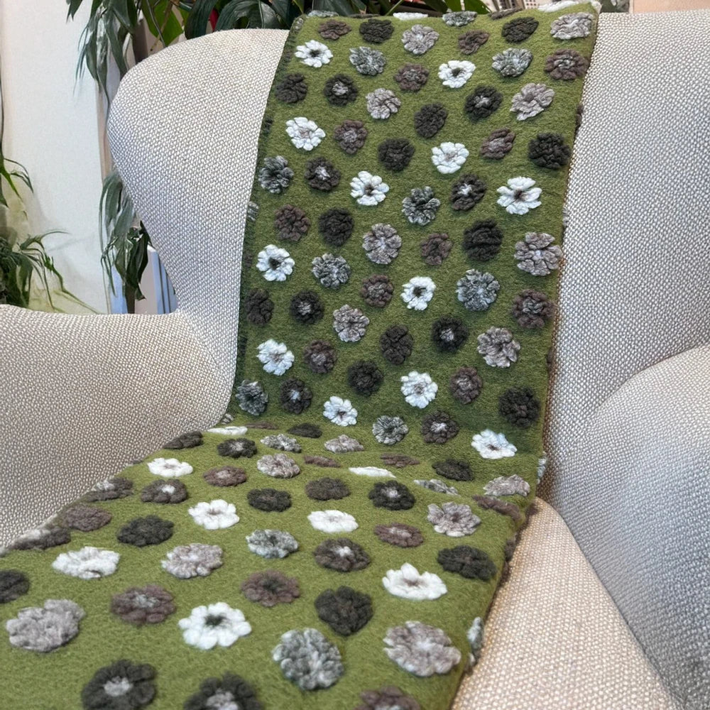 Plaid in Lana Cotta Made in Italy 170x180 – Caldo, Asciutto & Traspirante Margherite Verde Prato | ArredoCasa Online tutto il tessile per la tua casa.