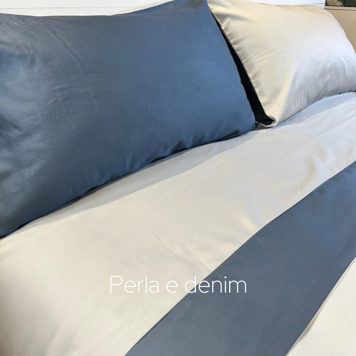 Lenzuola in Raso Federica Perla-Denim | ArredoCasa Online tutto il tessile per la tua casa.