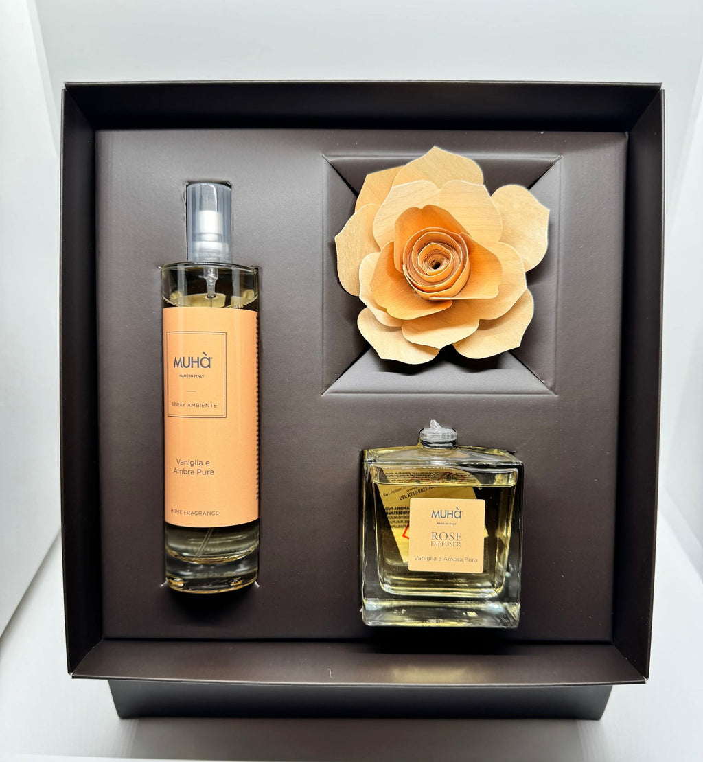 Cofanetto Regalo Profumatori d’Ambiente con Diffusore a Fiore e Spray Coordinato MUHÀ