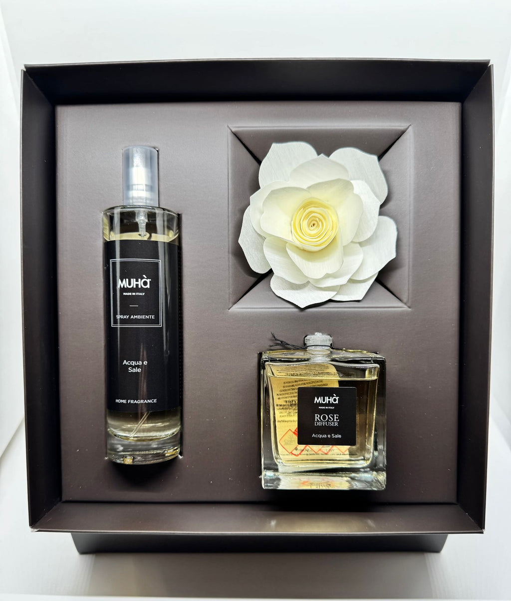 Cofanetto Regalo Profumatori d’Ambiente con Diffusore a Fiore e Spray Coordinato MUHÀ