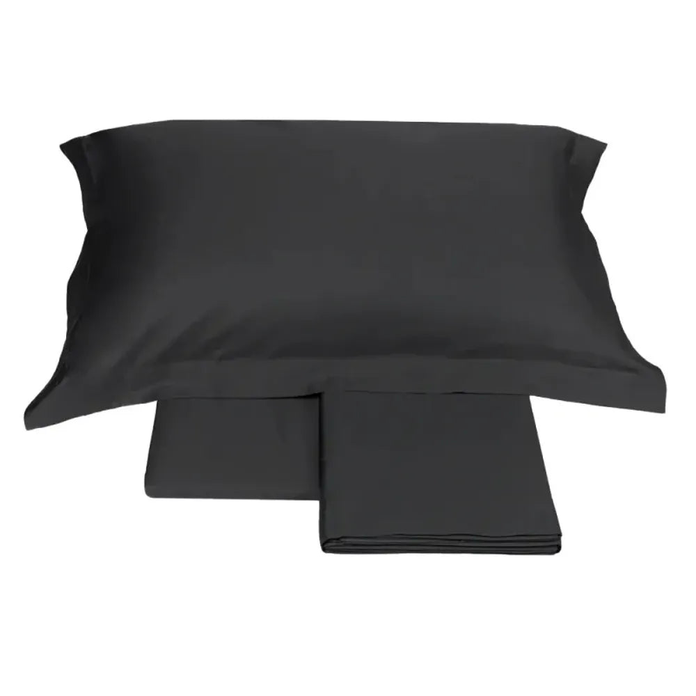 Completo Letto Matrimoniale in Raso Sensoriale Lussuoso 300 fili Q Nero | ArredoCasa Online tutto il tessile per la tua casa.