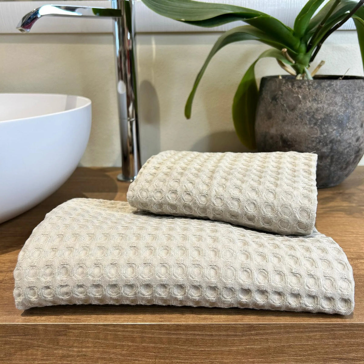 Coppia in Nido d'ape Tortora | ArredoCasa Online tutto il tessile per la tua casa.