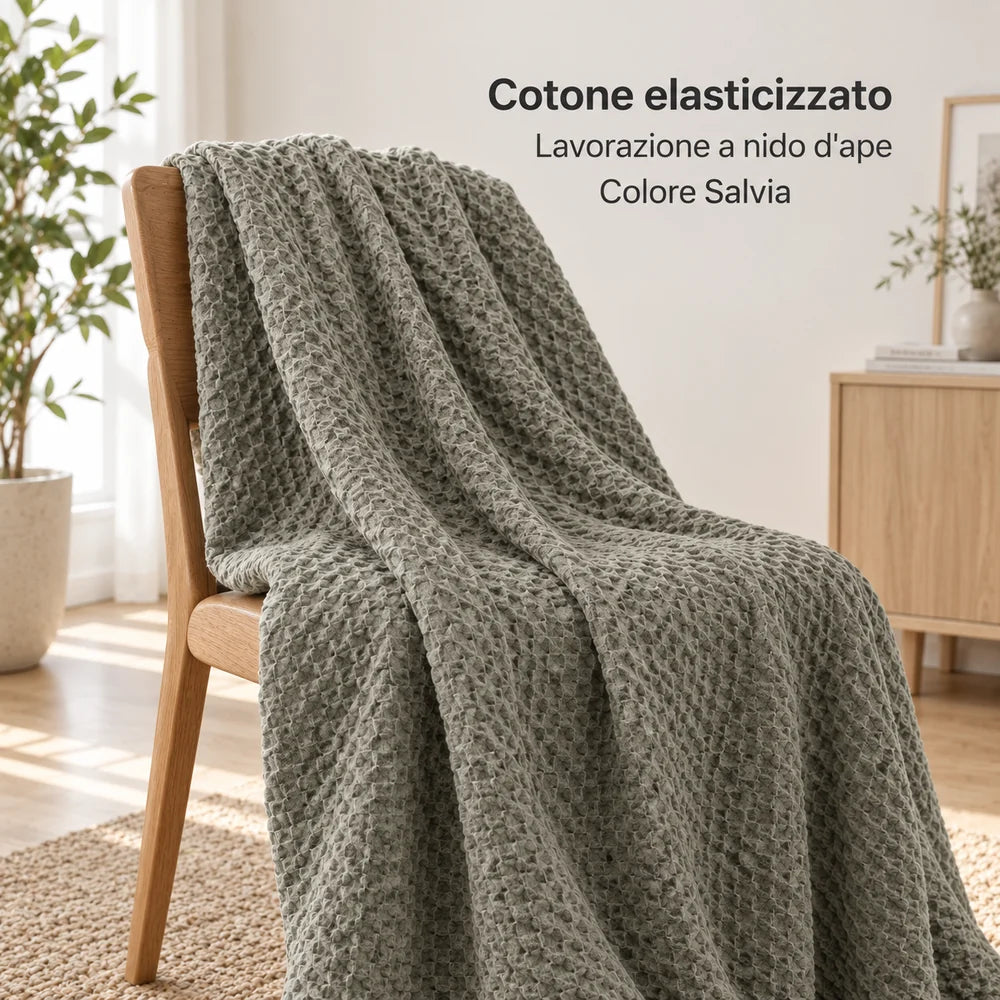 Cotone elasticizzato. Lavorazione a nido d'ape. Foto illustrativa: Salvia, 2 Posti. Divano, sedia, arredi e accessori esclusi.