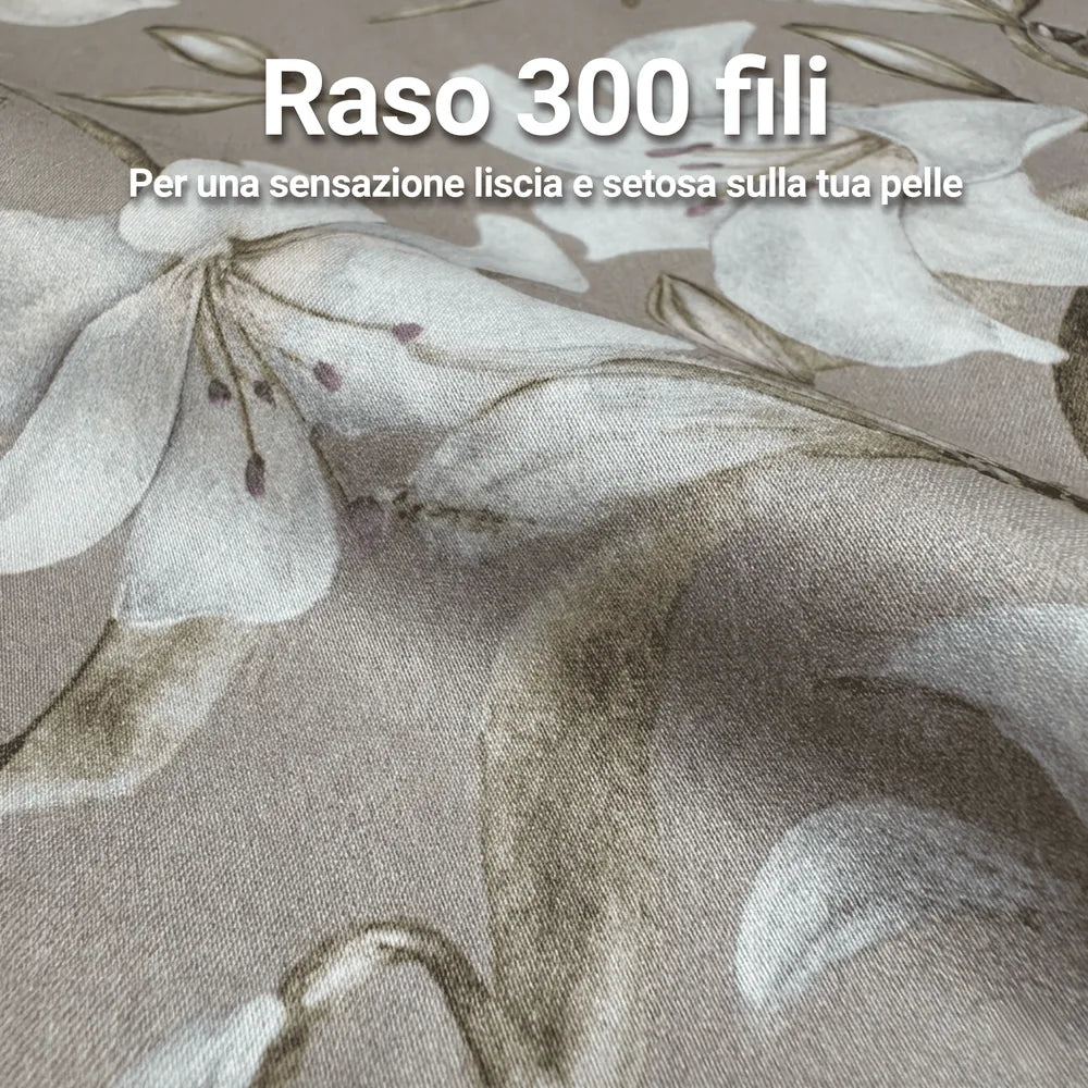 Completi e Parure Letto Matrimoniali in Raso 300 fili