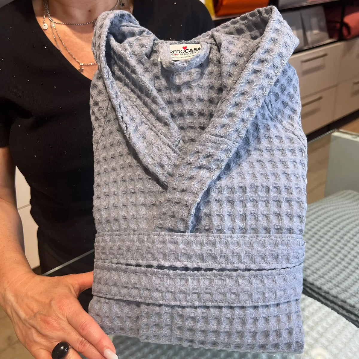 Accappatoio Nido d'ape Acciaio | ArredoCasa Online tutto il tessile per la tua casa.