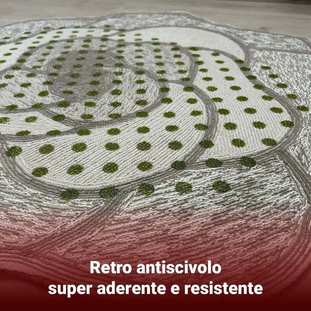 Tappeto Bagno Rosa in 100% Cotone con Base Antiscivolo