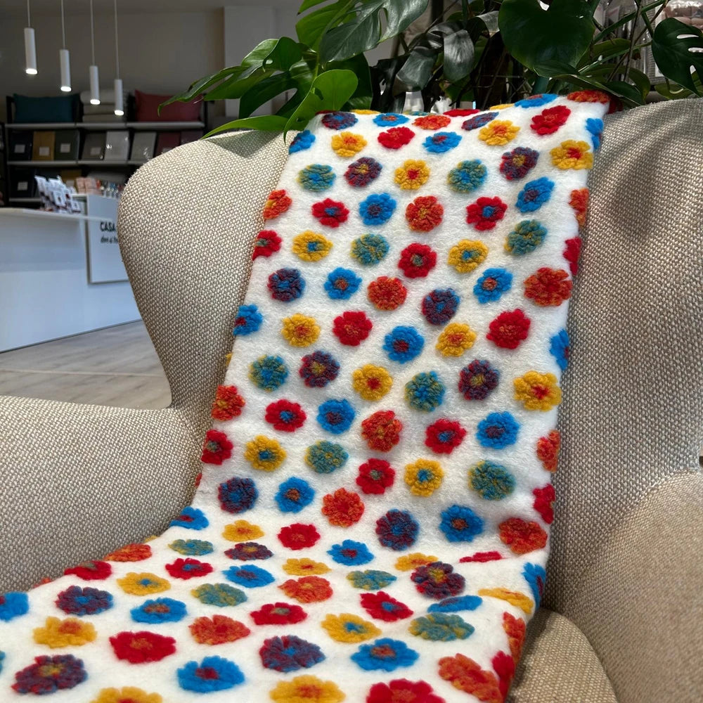 Plaid in Lana Cotta Made in Italy 170x180 – Caldo, Asciutto & Traspirante Margherite Multicolor Bianco | ArredoCasa Online tutto il tessile per la tua casa.
